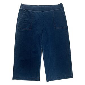 Pure Jill Indigo Pants LP Crop Pull On Casual Minimalist Comfort Capri NWT